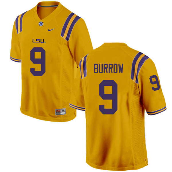 Men #9 Joe Burrow LSU Tigers College Football Jerseys Sale-Gold